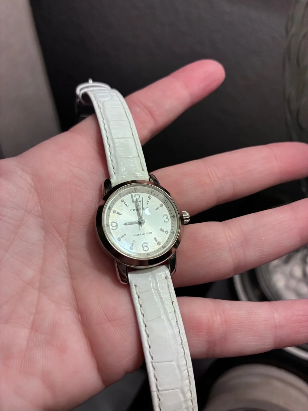 GUC Anne Klein Classic White Leather Strap Watch